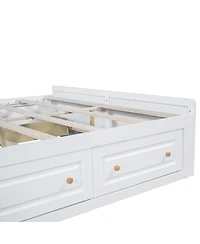 Streamdale Furniture Wood Queen Size Platform Bed Frame with 6 Drawers