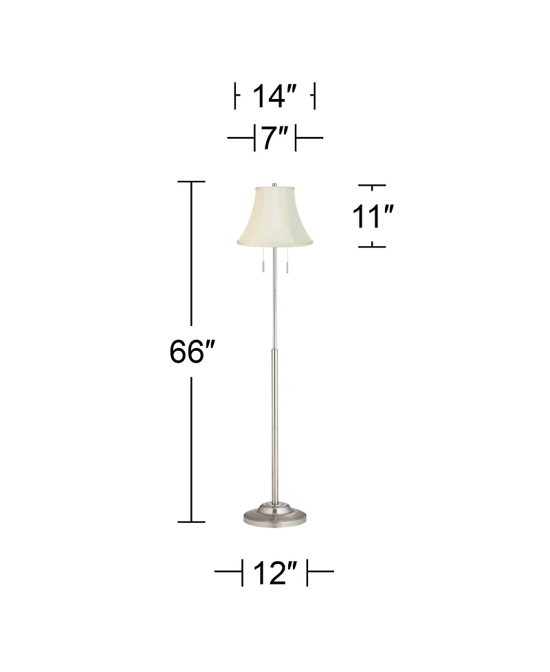 360 Lighting Abba Modern Floor Lamp Standing 66" Tall Brushed Nickel Imperial Fabric Bell for Living Room Bedroom Office House Home