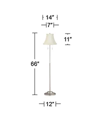 360 Lighting Abba Modern Floor Lamp Standing 66" Tall Brushed Nickel Imperial Fabric Bell for Living Room Bedroom Office House Home