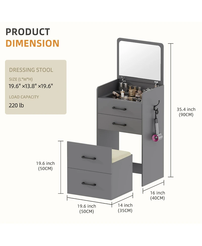 Vlsrka 3 1 Vanity Desk with Flip Top Mirror for Bedroom