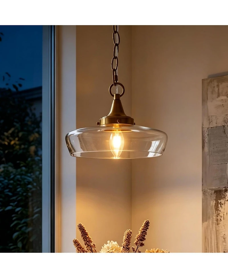 Tribesigns 1-Light Pendant Light, Clear Glass Shade Island Fixture for Dining Room Living Room Bedroom Kitchen Island