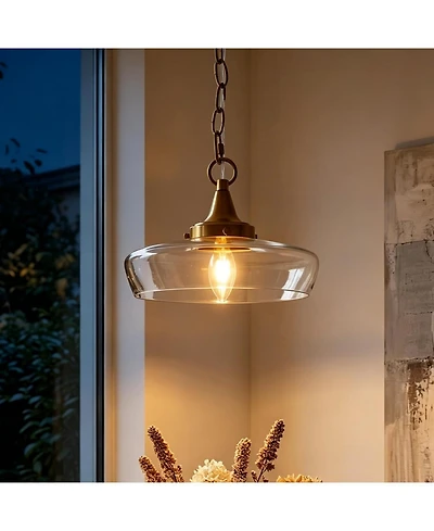 Tribesigns 1-Light Pendant Light, Clear Glass Shade Island Fixture for Dining Room Living Room Bedroom Kitchen Island