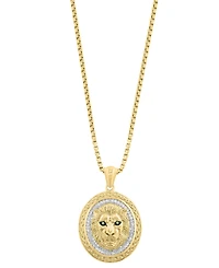 Effy Collection Men's Diamond (1/3 ct. t.w.) & Tsavorite (0.01 ct. t.w.) Pendant Necklace in 14k Gold-Plated Sterling Silver
