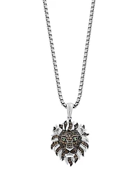 Effy Collection Men's Garnet, Smoky Quartz (1-5/8 ct. t.w.) & Tsavorite (0.03 ct. t.w.) Pendant Necklace in Sterling Silver