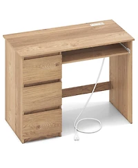 Slickblue Computer Work Desk with 3 Large Drawers and Keyboard Tray
