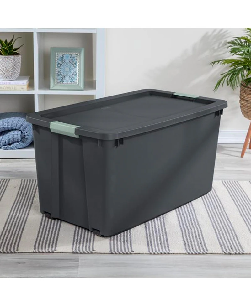 Sterilite 4 Pack 45 Gallon Wheeled Latch Tote, Stackable Plastic Storage Bin