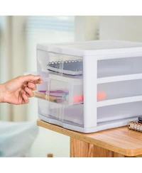 Sterilite ClearView Compact Stacking 3 Drawer Storage Organizer System, (8 Pack)