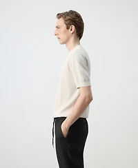 Mango Men's Ribbed Knit T-Shirt