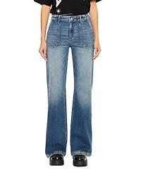 KanCan Women's Melody High Rise Wide Flare Jeans