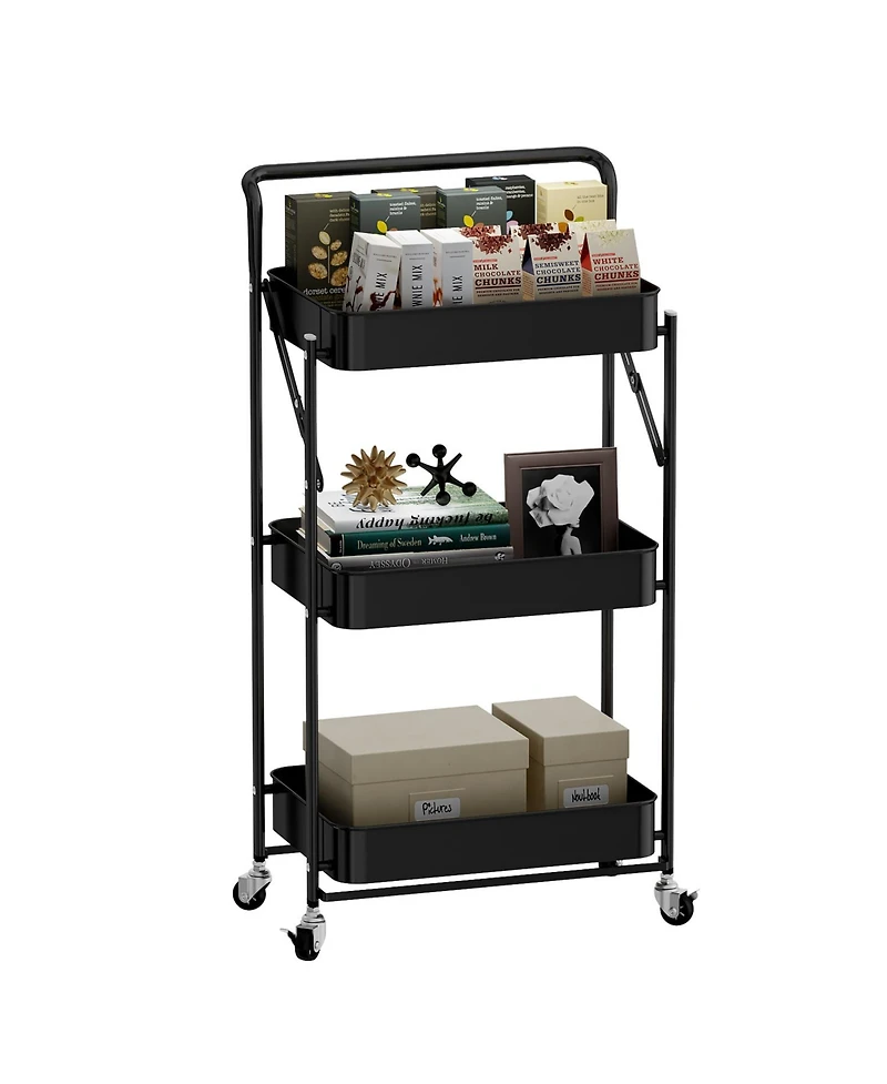 4 tier Rolling Utility Cart with Lockable Wheels