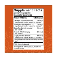 Host Defense MycoBotanicals Energy Capsules - Energy & Respiratory Support Supplement - Herbal Green Tea Capsules