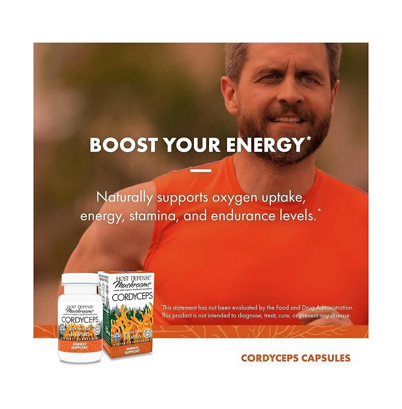 Host Defense Cordyceps Capsules - Immune & Energy Support Supplement