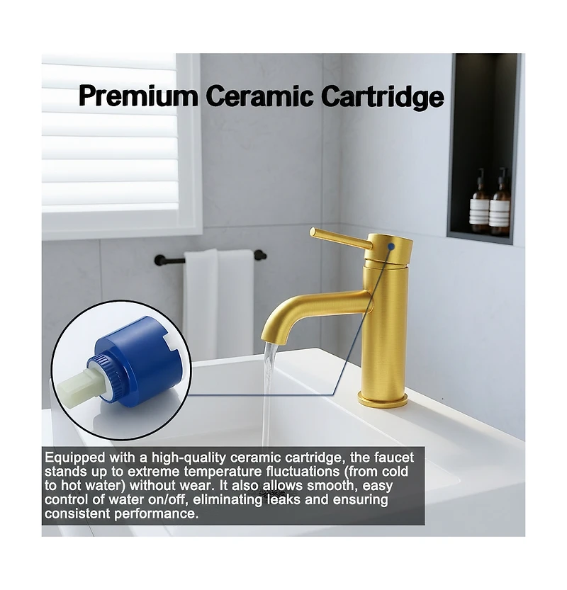 Phying Single Handle Bathroom Faucet Lavatory Faucet Stainless Steel Single Hole-T10