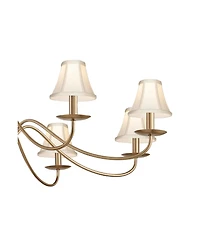 Franklin Iron Works Marinec 42inch Wide Soft Gold 8-Light Chandelier with Cream Shades