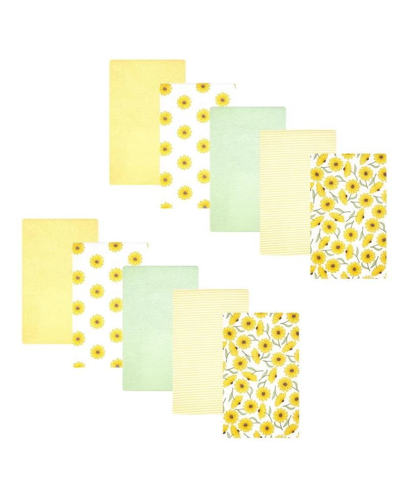 Hudson Baby Girl Cotton Poly Flannel Burp Cloths 10-Pack, One Size