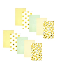 Hudson Baby Girl Cotton Poly Flannel Burp Cloths 10-Pack, One Size