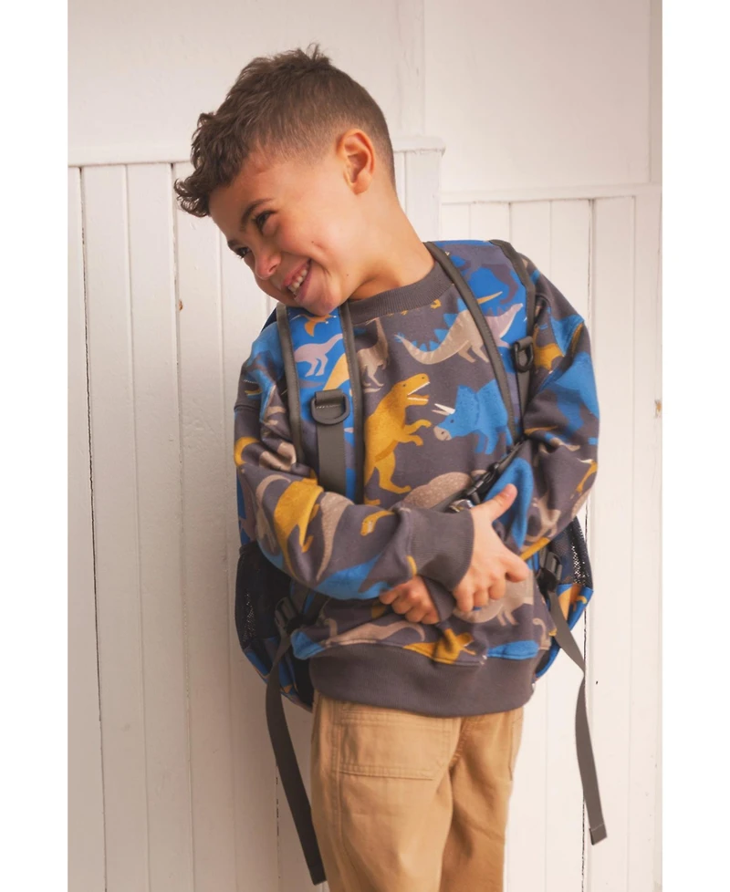 Deux par Deux Little Boy Dinosaur Durable Spacious Organized Backpack