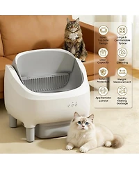 Cumrige Self Cleaning Litter Box Automatic Litter Box Open-Top Cat Litter Box 95 L Automatic Cat Litter Box Self Cleaning for Multiple Cats