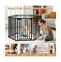 Ruie Extra Wide Pet Safety Gate with 6 Panels and 34.5-154 in Adjustable Width