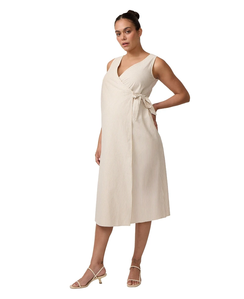 Ingrid + Isabel Maternity Linen Wrap Midi Dress