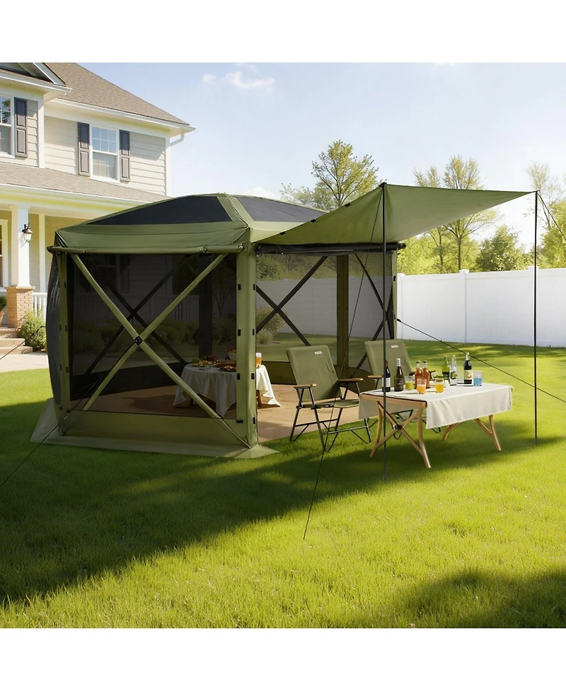 Cozito Pop Up Gazebo Screen Tent, 10 x 10 feet 6-Sided Canopy with Carry Bag