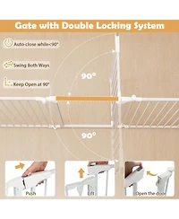 Cozito 8-Panel Extra Wide Adjustable Gate with Auto-Close Door