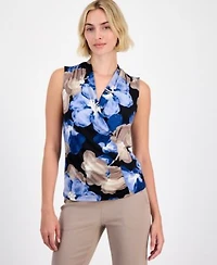 Anne Klein Womens Surplice Neck Sleeveless Top