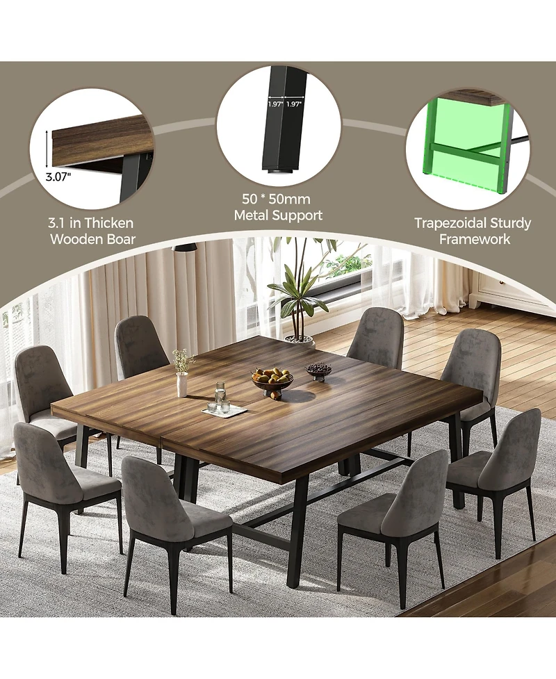 gaomon 71" Farmhouse Dining Table Set of 2, Rectangular for 6-8 People, Adjustable Feet, Kitchen and Room