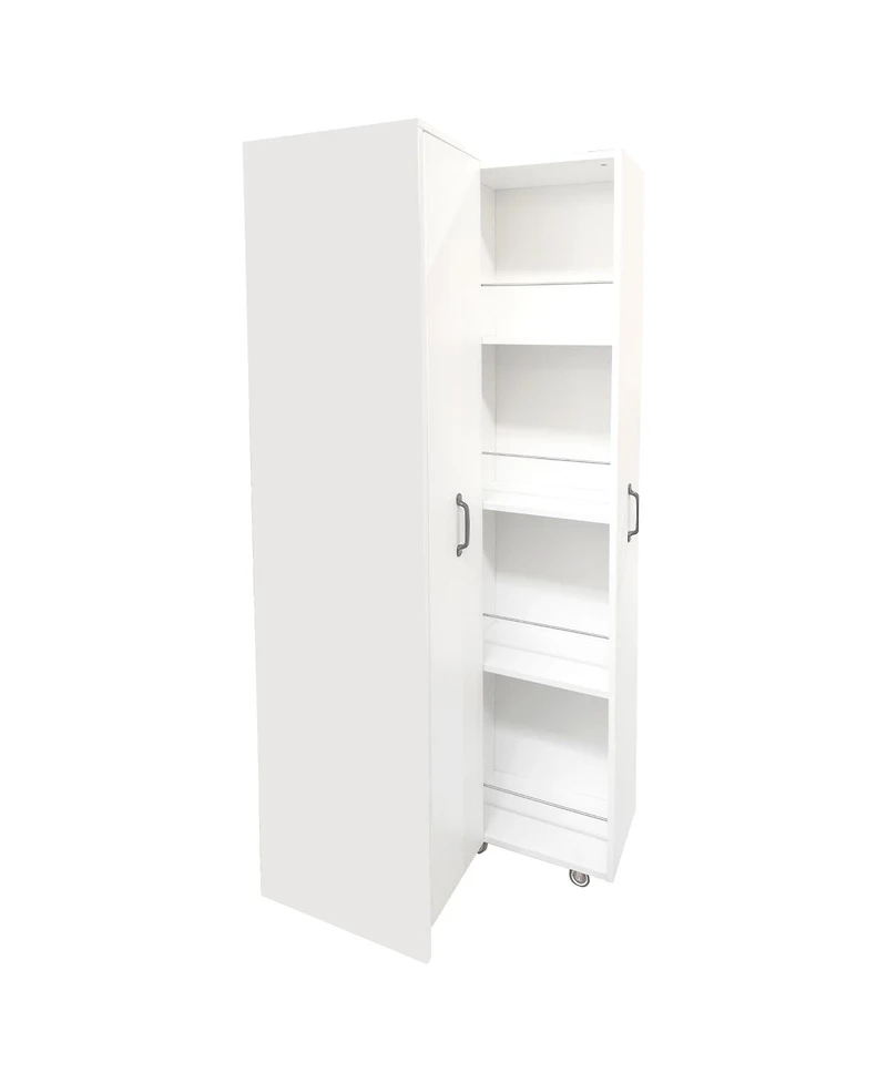 Streamdale Furniture 4-Tier Sliding Door Bookcase with Hidden Storage and Wheels