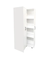 Streamdale Furniture 4-Tier Sliding Door Bookcase with Hidden Storage and Wheels