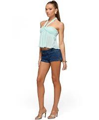 Edikted Women's Pleated Chiffon Babydoll Halter Top