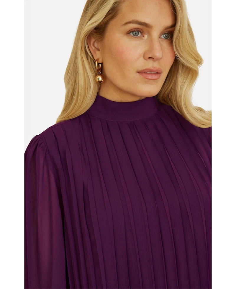 Yumi Women's Pleated Long Sleeve Top