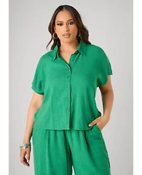 Ashley Stewart Women's Linen Blend Shirt