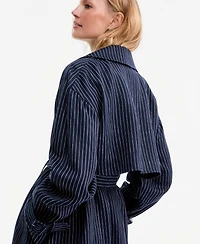 Tommy Hilfiger Women's Nautical Stripe Trench Coat