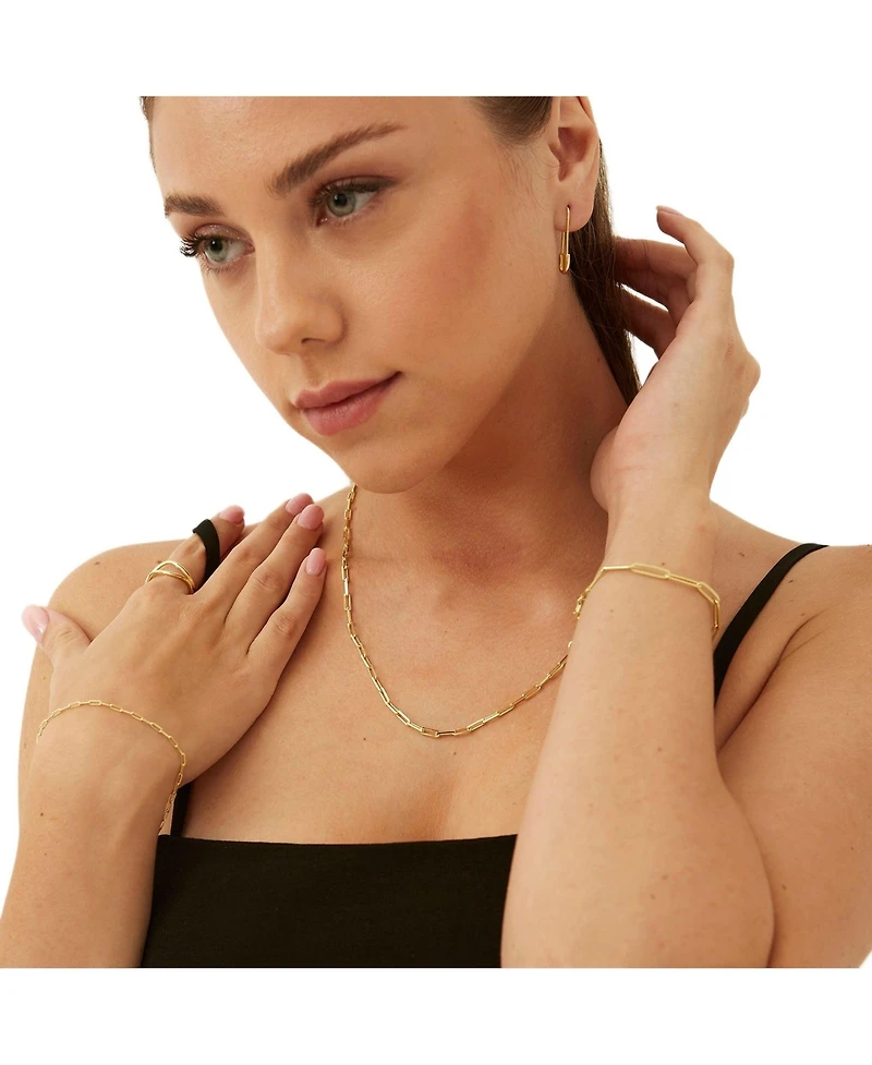 Spero London Sterling Silver Large Rectangular Chain Necklace