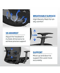 FlexiSpot C3FM Ergonomic Mesh Office Chair – Adjustable Headrest, Lumbar Support, Swivel Desk for Home