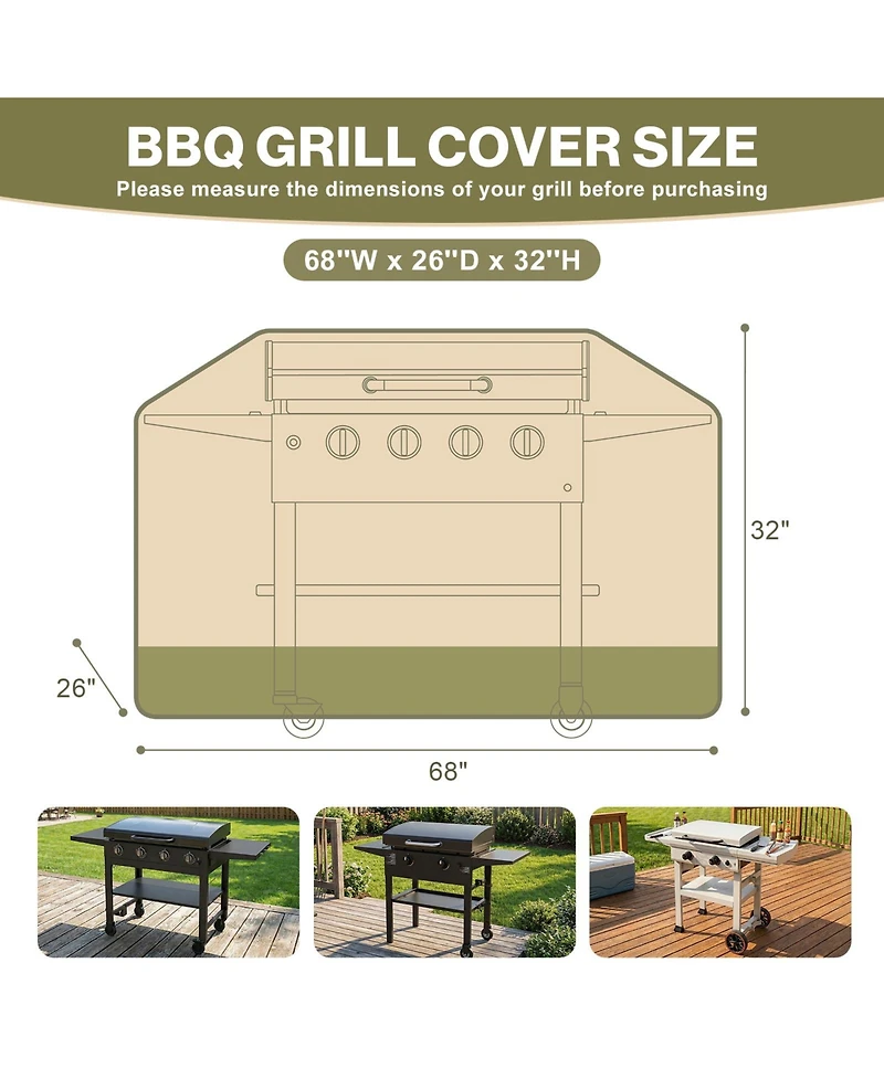 Aoodor Heavy Duty Bbq Burners Flap Top Grill Cover, Waterproof Outdoor Barbecue Grill Cover with Air Vents