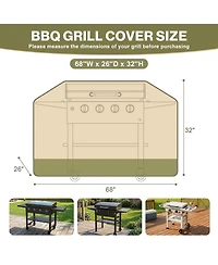 Aoodor Heavy Duty Bbq Burners Flap Top Grill Cover, Waterproof Outdoor Barbecue Grill Cover with Air Vents