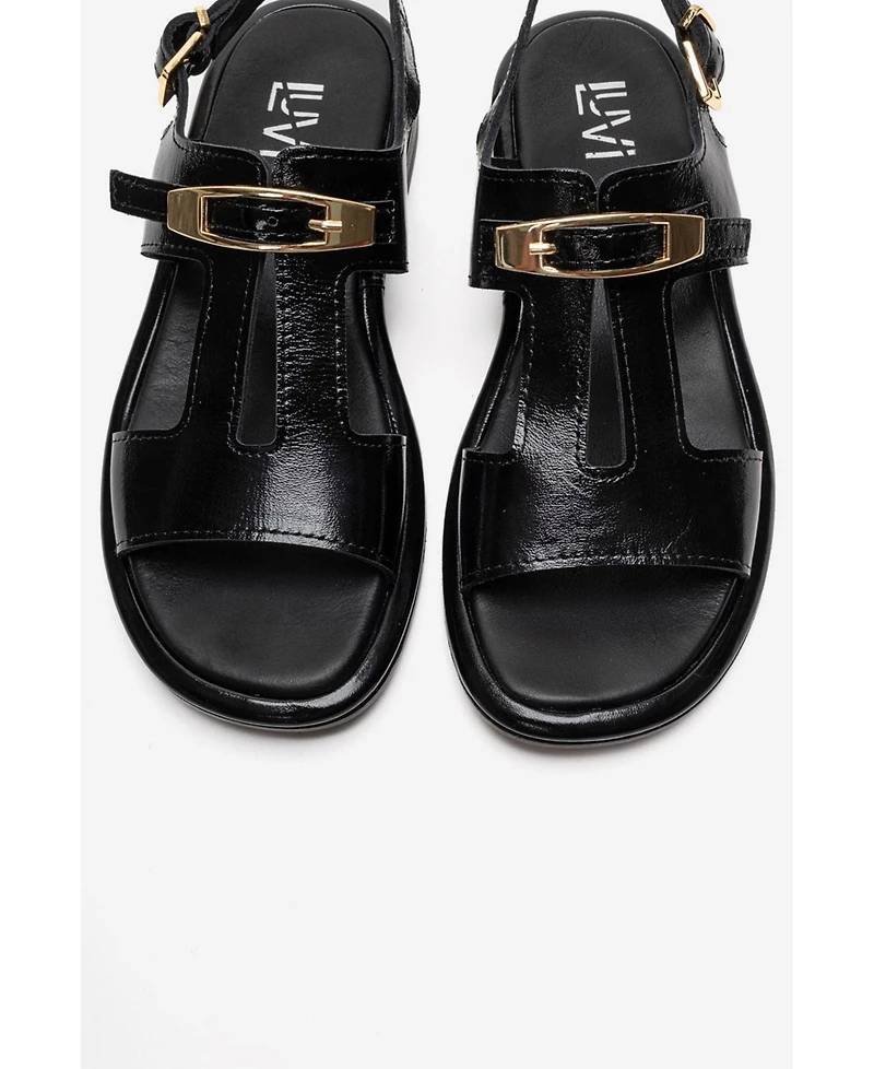 Forever & Always Shoes Women's Auren Leather Buckle Sandal