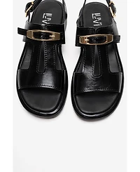 Forever & Always Shoes Women's Auren Leather Buckle Sandal