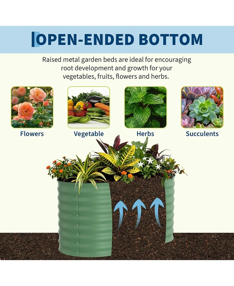 Xo 2-Pack 4x2x2FT Galvanized Raised Garden Bed, Metal Planter Boxes for Vegetables Flowers, Rust-Resistant Outdoor Garden Beds