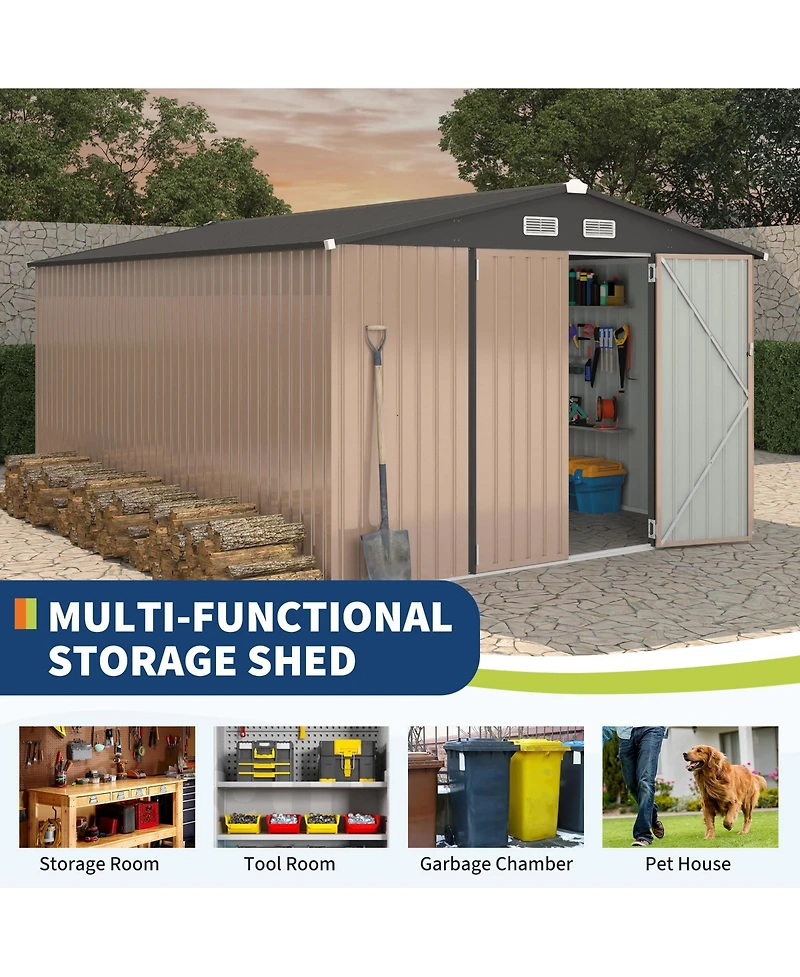 Durable Steel Outdoor Metal Storage Shed With Lockable Security Door Ventilation Vents And Easy Assembly For Backyard Patio Lawn Yard