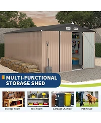 Durable Steel Outdoor Metal Storage Shed With Lockable Security Door Ventilation Vents And Easy Assembly For Backyard Patio Lawn Yard