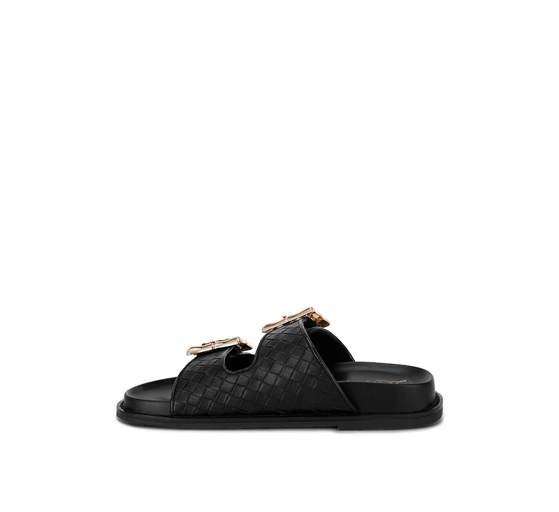 London Rag Women's Zooper Chunky Buckle Slip-On Flats