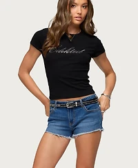 Edikted Women's Icon Rhinestone T Shirt