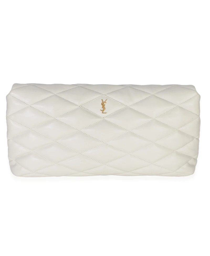 Pre-Owned Saint Laurent Crema Soft Quilted Lambskin Sade Puffer Envelope Clutch