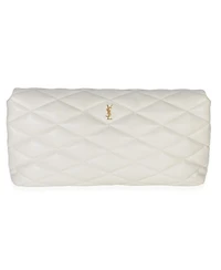 Pre-Owned Saint Laurent Crema Soft Quilted Lambskin Sade Puffer Envelope Clutch