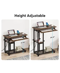 Slickblue Mobile C Table with Power Outlet for Sofa and Bedside Use