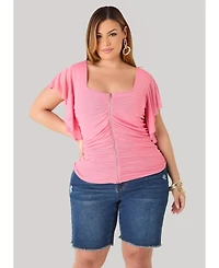 Ashley Stewart Women's Rushed Mesh Bustier Top