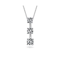 Bling Jewelry Romantic Past Present Future Pendant Necklace 2.5CaraT Solitaire Cubic Zirconia .925 Sterling Silver